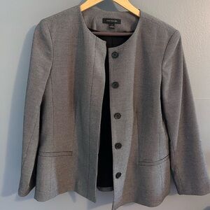 Ann Taylor Women's Plaid Gray Button Up Blazer